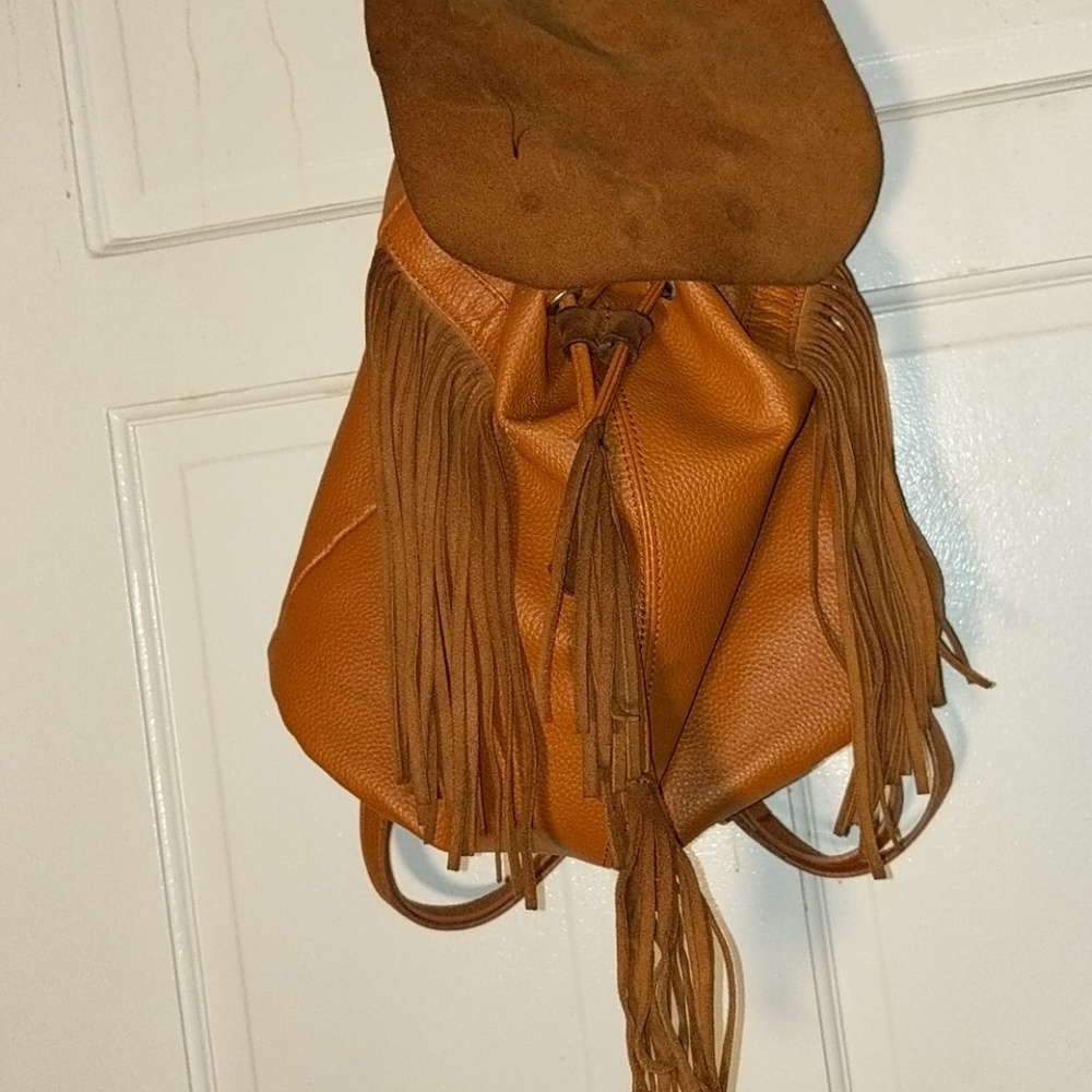 Brown Faux Leather Backpack